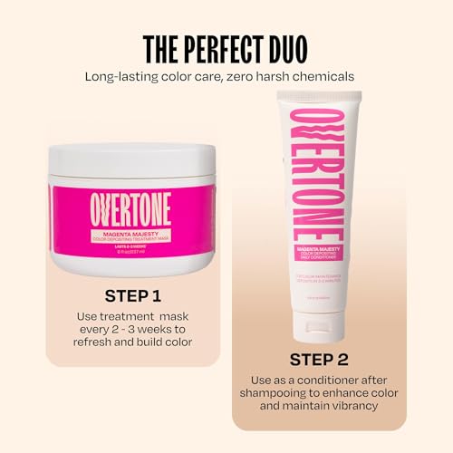 Image of Overtone Color Depositing Conditioner - 8 oz Semi Permanent Hair Color with Shea Butter & Coconut Oil - Vegan, Cruelty-Free - Extreme Magenta