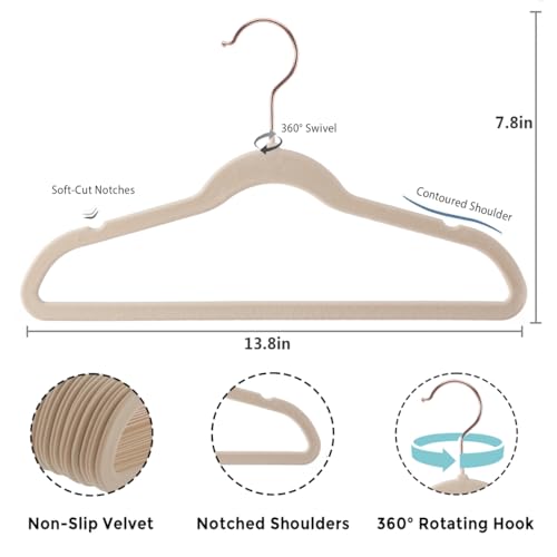 Tonswachic Kids Velvet Hangers 30 Pack - 14'' Inch Premium Non Slip Kids Felt Hangers For Clothes - Ultra Thin Baby Felt Hangers For Youth Childrens' Closet With 10 Hanger Clips thumb #1