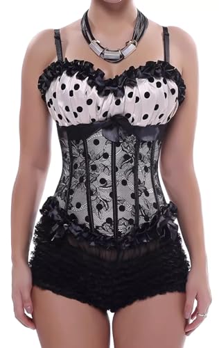 Image of Women's Lace up Gothic Jacquard Shoulder Straps Tank Overbust Shaper Corset Bustiers Top
