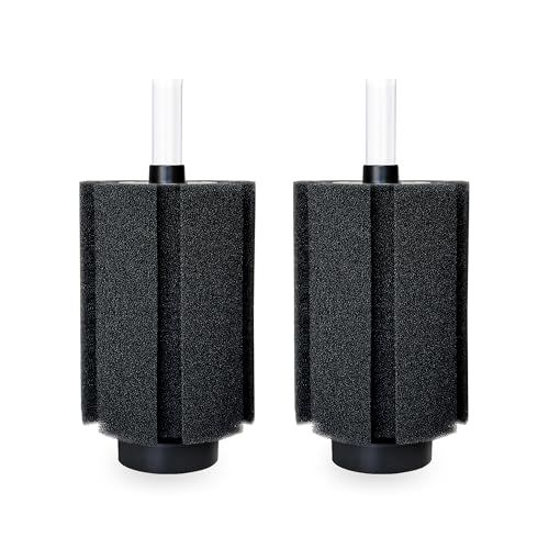 Image of 100-120 Gal Large Aquarium Sponge Filter with Air Stone and Ceramic Media | 2 Pack Quiet fish tank filters fit Breeding Fry Betta Shrimp Fish Tank