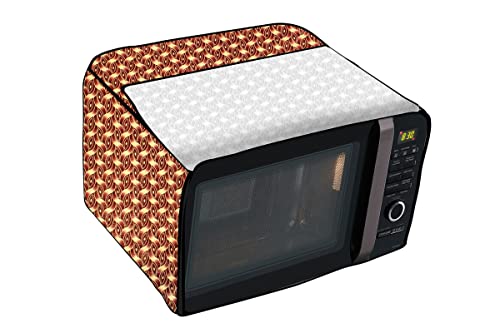 Image of Stylista PVC Microwave Oven Cover for LG 32 L Convection MC3286BRUM, Interlocked Ropes Pattern Brown