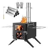 SOPPY Stufa a tenda, mini stufa a legna, portatile da campeggio, in acciaio inox, con tubi per camino, forno da officina, per tenda, giardino, campeggio, all