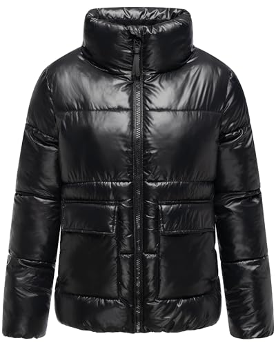 Navahoo Damen Winterjacke warme Steppjacke mit hohem Stehkragen Eispracht 14 Black Gr. M