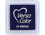 Tsukineko Tinta VERSACOLOR Color índigo Opaca 33x33mm. Almohadilla pequeña, Tinta Textura densa, Resistente. Ideal Manualidades, Scrapbooking en Papel, Madera y cartón