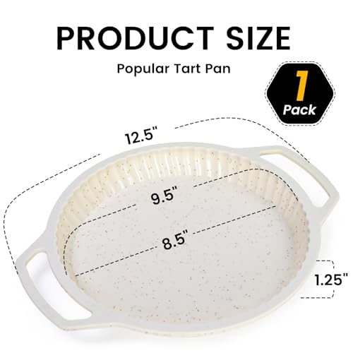 Vinino Silicone Pie Pan Non-Stick, 9 Inch Tart Pan Easy Release, Pie Dish with Handle, Quiche Baking Dish, pie plate,quiche pan With Ruffled Edge for Microwave, Dishwasher, and Oven Safe (Cream) - Thumbnail 4
