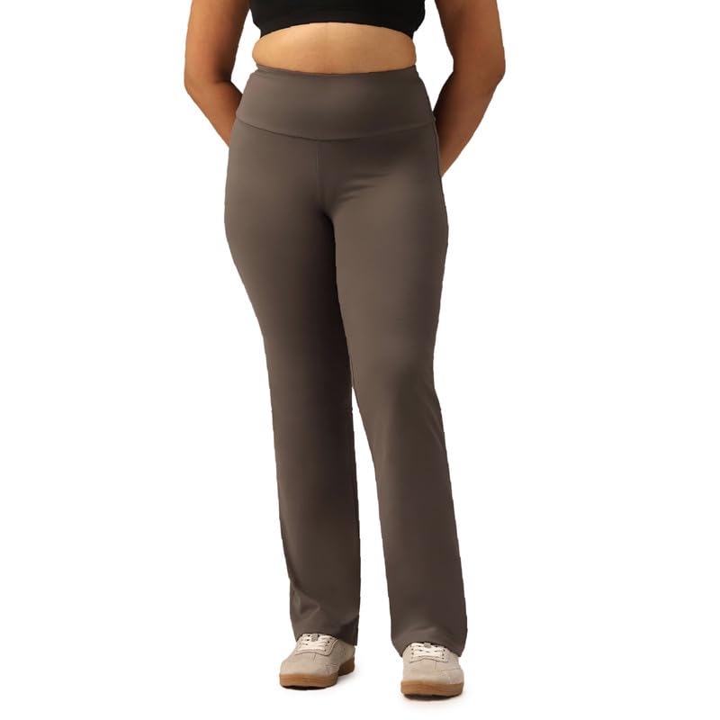 Image of BlissClub Women's Ultimate Straight Pants - Lite, High Waist Formal Trousers with Wide Waistband, Tall (for Women Above 5'5 ft)