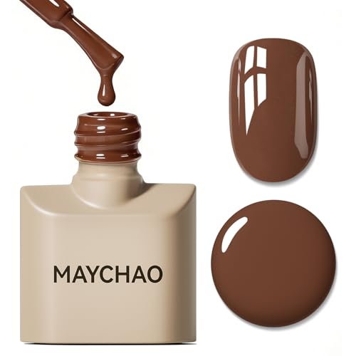 MAYCHAO 15ML Brown Gel Nail Polish 1Pc Chocolate Coffee Brown Gel Polish Soak Off UV LED Nail Polish Nail Art Starter Manicure Salon DIY at Home, 0.5 OZ