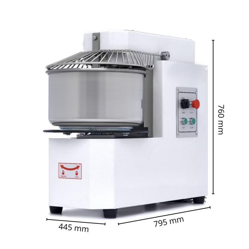 Impastatrice professionale 30 litri trifase - 2 velocità con testa sollevabile e serbatoio estraibile