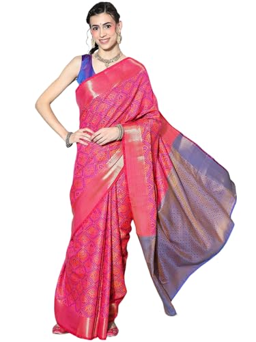 Sari traditionnel Banarasi orange floral : résolvez le choix de votre tenue de fête taille unique