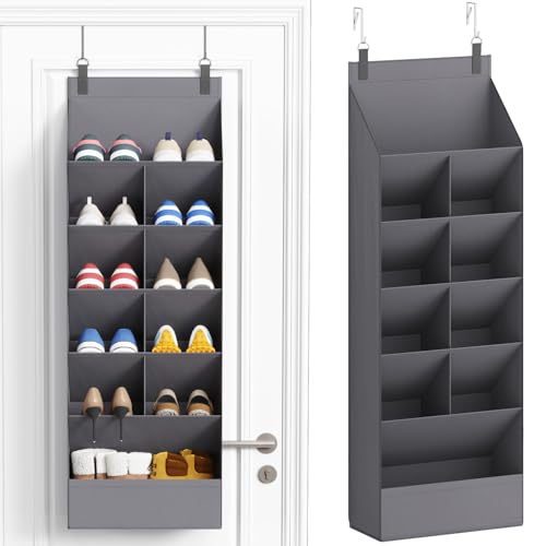 Lifewit Over the Door Shoe Organizers, Hanging Shoe Storage Rack with 11 Pockets, 5 Layers Shoe Holder for Closet Door Includes Boots, Toys, Water Bottles, Daily Necessities, Grey, 1 Pack