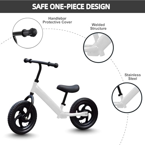 Image of First-Step Balance Bike, No-Pedal Training Balance Bike for Toddlers, 2 Years to 5 Years Old, Safe Design & Durable Tires | Develops Balance & Coordination | for Boys & Girls (White)