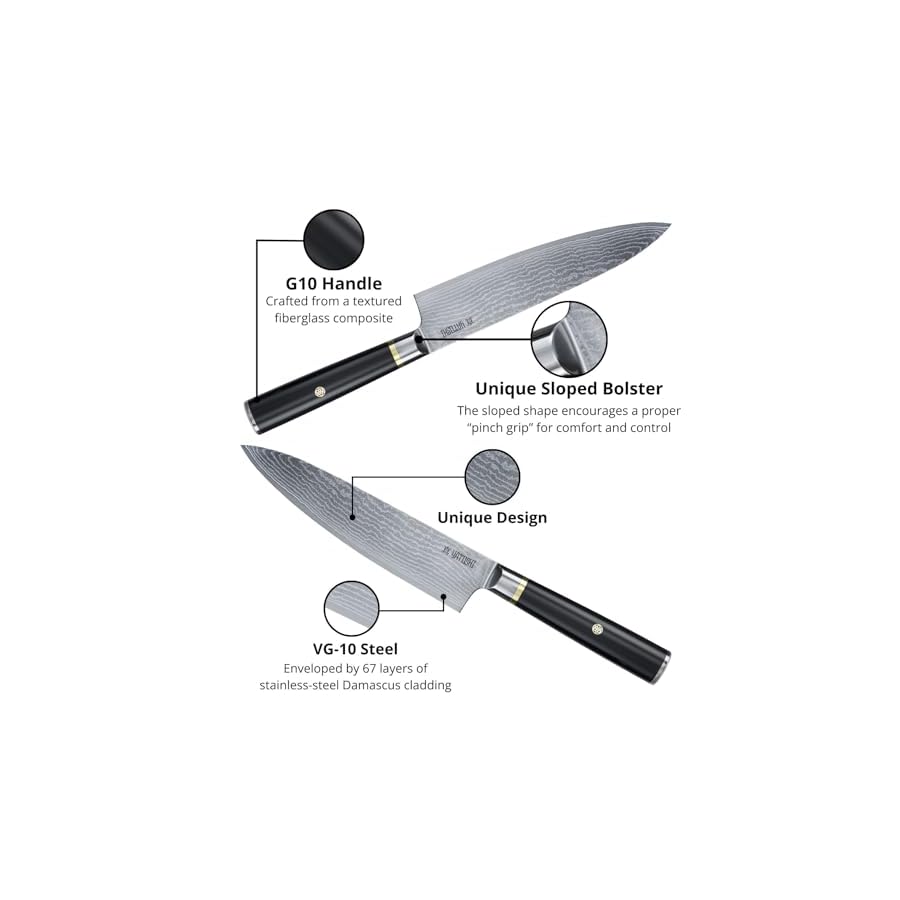 Yatoshi-Kitchen-Knife-Block-Set-6-Pcs-Japanese-67-Layer-High-Grade-VG-10-Damascus-Full-Tang-G10-Handles-Walnut-Magnetic-Block Yatoshi Magnetic Kitchen Knife Block Set 6 Pcs - Japanese 67 Layer High-Grade VG-10 Damascus Steel Knives, Sharp, G10 Handle Professional Kitchen Knife Set