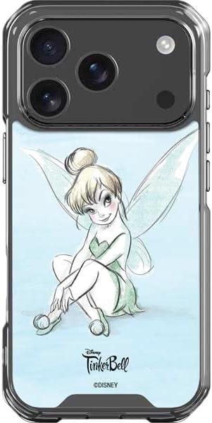 Skinit Clear Phone Case Compatible with iPhone 17 Pro - Officially Licensed Disney Tinker Bell Sketch Art Design