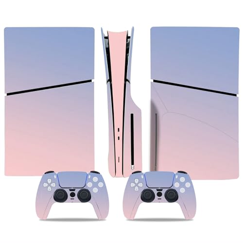 Skin PS5 Slim Disc rose bleu, film vinyle de protection console et manettes