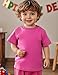 COSLAND Boys Neon Pink T-Shirt Solid Color Tee for Kids, Medium