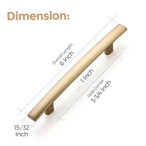 Image of Ravinte 5 Pack Cabinet Handles Champagne Bronze Cabinet Pulls Kitchen Cabinet Handles,Curved Drawer Pulls in 6 Inch Length with 3.75 Inch Hole Center Arch Kitchen Cabinet Hardware