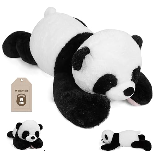 JellyMallow 5 lbs 24 Weighted Stuffed Animals Panda Plushie, Cute Panda Weighted Plush Pillow Giant Stuffed Animals for Kids Adults