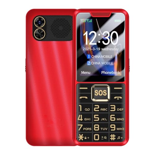 Generic 4G LTE Unlocked Large Buttons Cell Phone with SOS Key, Dual SIM Senior Mobile Phone for Easy Use, 2500mAh Battery Emergency for Elderly (Red)