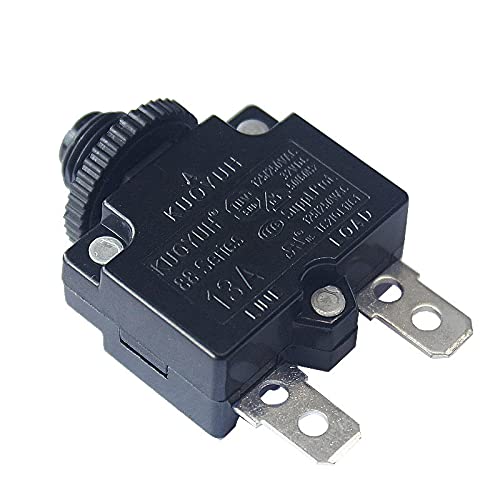 KUOYUH USA 13 Amp 88 Series Quick Connect Terminals Push-to-Reset Thermal Circuit Breaker with Transparent Waterproof Button Dust Cover (1-Pack)