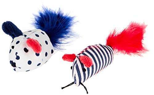 Chomper Nautical 2 Pack Mouse With Feather