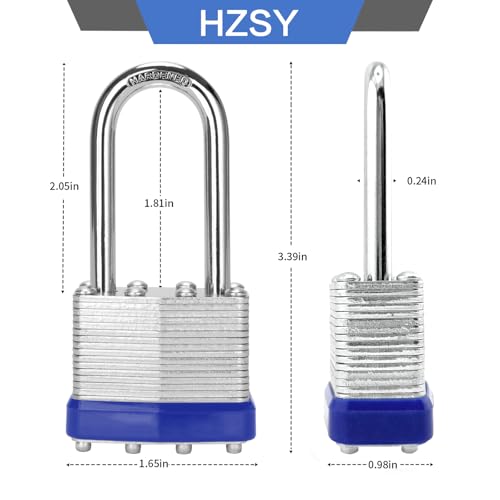Image of Padlocks Keyed Alike, Pack of 100, Laminated Steel Keyed Lock (1-9 /16 inch, 40mm), Padlocks with Same Key, Long Shackle, for Toolbox, Locker & Storage Unit, and More