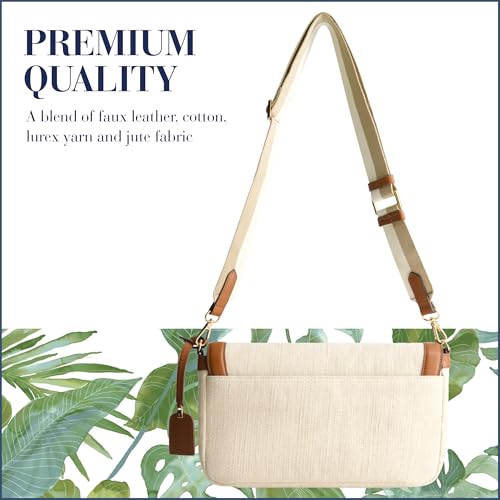 Tommy Bahama Flap Crossbody Bag, Women's Mini Handbag with Linen Design and Adjustable Shoulder Strap, Natural 5