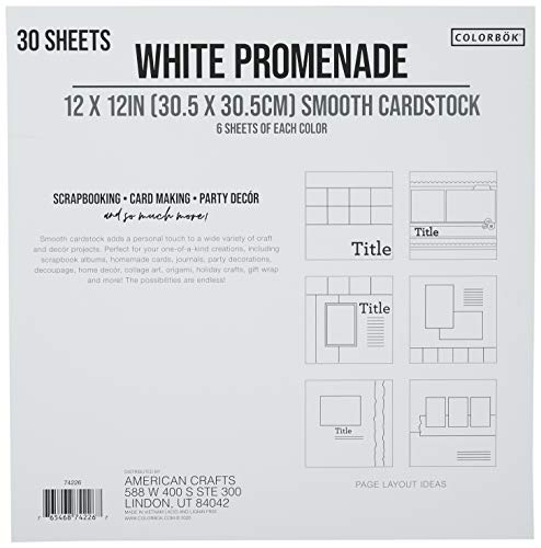 Colorbok 12X12In Smooth Cardstock White Promenade, Multi-Colored #TOP1