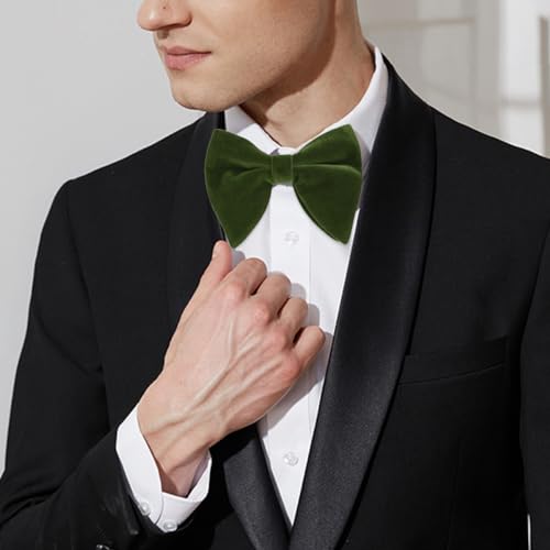 Image of Alizeal Velvet Pre-tied Adjustable Bow Tie for Men Oversize Formal Solid Tuxedo Bowtie
