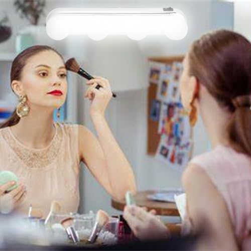 Yuecoom Bärbara 4 LED Lámparas de Maquillaje, Espejo Iluminado Sin Cables Recargable, Lámpara para Tocador, Luz para Pared de Baño, Luces de Maquillaje Portátiles LED Sin Cable para Espejo de Baño