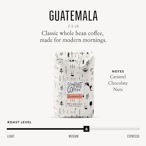 Image of Mt. Comfort Coffee Organic Guatemala Whole Bean Coffee, 2.5 lb Bag, Medium Roast, Single Origin Arabica, Smooth Chocolate Notes, Fresh Roasted Specialty Coffee