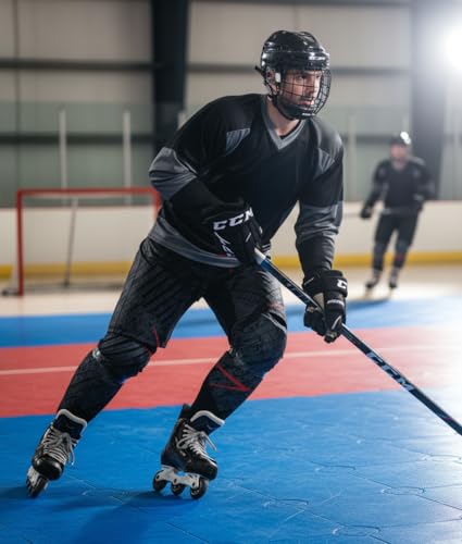 Unbound Sports Inline Hockey Pants – Senior Adult Roller Hockey Pants with Air Mesh Ventilation, Lycra Stretch Thighs & Adjustable Waist Straps (Striker, Medium)