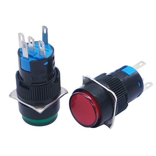 Mxuteuk CB16AY-11D-DC12V 5Pcs 16Mm Dc12V Momentary Led Push Button Switch Round Cap 1 No 1 Nc Spdt On/Off Switch thumb #2