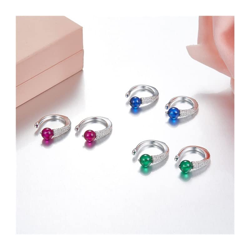 yaoqijie Orecchini a Forma di Serpente con zirconi in Argento Sterling 925 a 3 Colori con Pietre di Caramelle, Gioielli for Feste Lasting (Main Stone Color : Verde, Metal Color : Rose Gold Color)