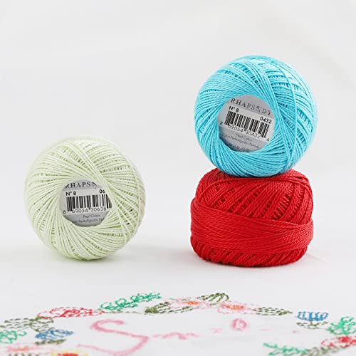 Hilo de algodón para bordar Rhapsody Pearl Cotton tamaño 8 12 bolas miniatura 6