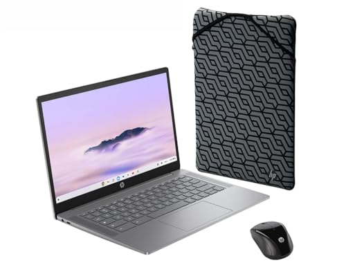 Image of HP 14 inch Touchscreen FHD Chromebook Plus Laptop Bundle, Intel Core i3-N305, 8GB LPDDR5 RAM, 256GB UFS Storage, Includes Sleeve & Wireless Mouse, Chrome OS