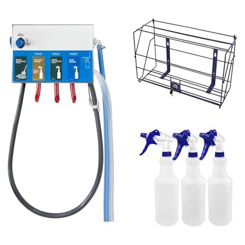 4-products Spray Bottle&Mop Bucket, Chemical Proportioner with Locking Cage, Cleaning Chemical Dilution Dispensing Proportioner for Application in Hotel, School, Store, Restaurant, Hospital, 8134-9004 Cover