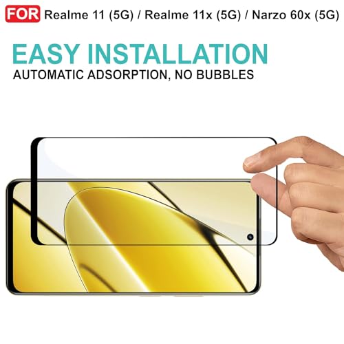 Image of DD SON Tempered Glass Screen Protector Compatible For Realme 11(5G) /Realme 11X(5G) /Realme Narzo 60X(5G) /Realme C67 5G(11D) Smartphone With Edge To Edge Coverage And Easy Installation Kit,Black