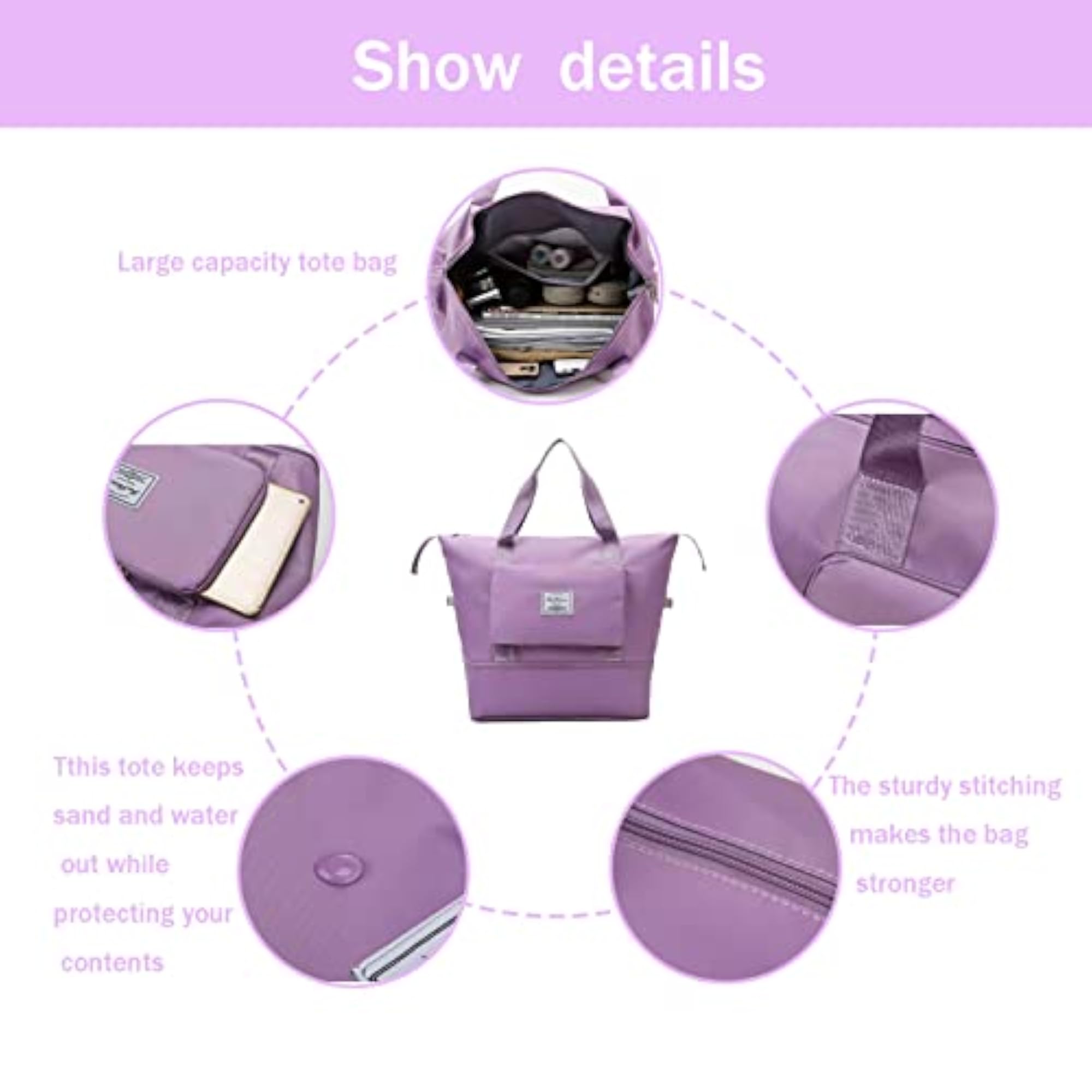 Expandable Space Weekender Bag, Waterproof and Lightweight