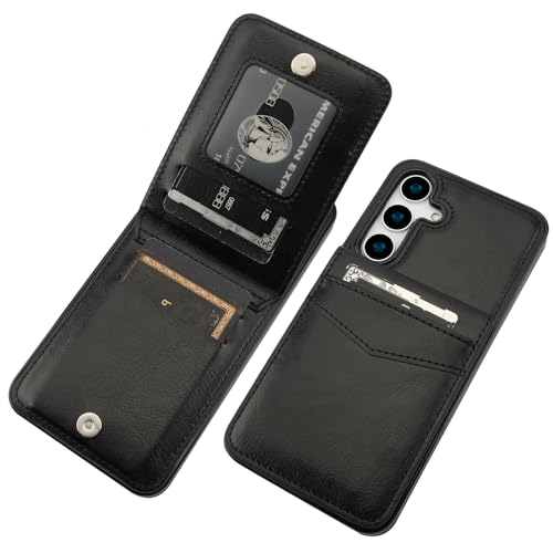 KIHUWEY for Samsung Galaxy S25 Plus Case Wallet with Credit Card Holder Flip Premium Leather Magnetic Clasp Kickstand Heavy Duty Protective Cover for Samsung Galaxy S25 Plus 6.7 (Black)