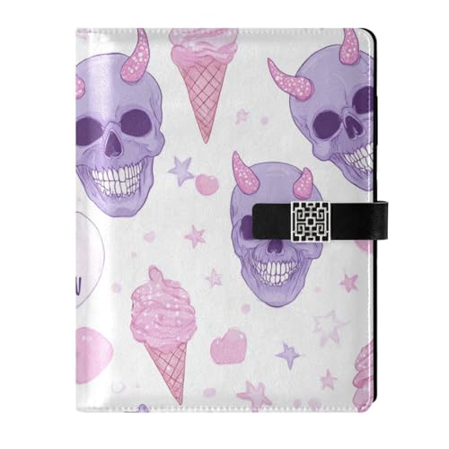 Carnet spirale skull mignon portable format 6.7x9.2 pouces ligné