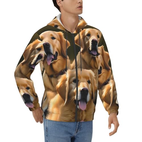 Pull à capuche Golden Retrievers homme sweat manches longues avec cordon