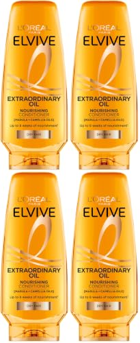 Image of L'Oréal Paris Elvive Extraordinary Oil Nourishing Conditioner, With Marula & Camellia Oils, Restores Lipids For 90% Instant Nourishment, 8 Weeks Of Shine, 500ml (Pack of 4)