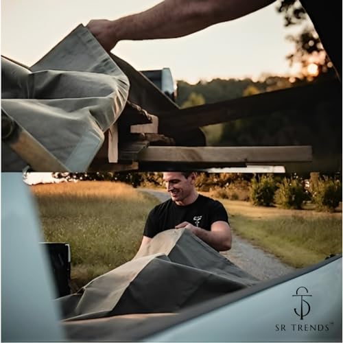 Image of Heavy Duty Tarpaulin 1200GSM Canvas - Commercial Canvas TIRPAL Waterproof- 100% Waterproof Resistance Military Grade- UV Resistant TARP, RUSTPROOF Reinforced Eyelets (Grey, 6 x 6 FT)