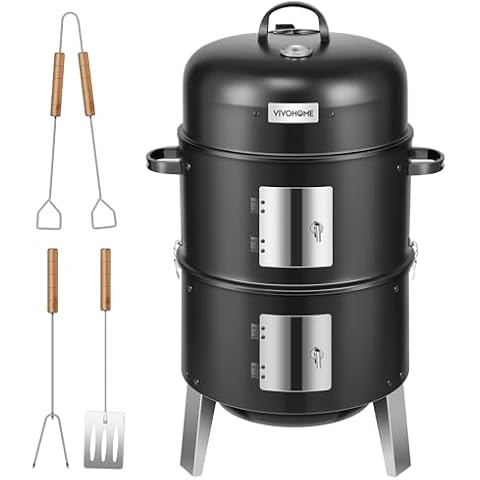 VIVOHOME 3-in-1 Vertical Charcoal Smoker Cover