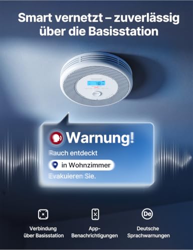 X-Sense Rauch und CO Melder mit Sprachalarm und Standortansage, mit XP0A-MR11 Kits, 30 mm dick ohne SBS50 Basisstation, XP0A-MR, 1 Stück – Ansicht 3