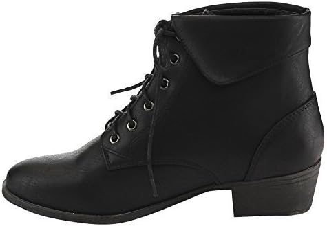 TOP Moda EC89 Women's Foldover Lace Up Low Chunky Heel Ankle Booties