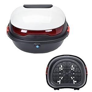 Evports Motorcycle Trunk Luggage Universal Tail Boxtop Case 30L With Security Lock,Waterproof Motorcycle Top Box Can Store Helmet/White 12 41puu8nuwcl. sl500 . ss300