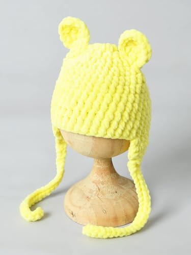 Image of Handmade Knitted Self Design Woolen Beanie Cap for Kids - White & Red 6-12 M | Winter Cap for Baby | FUNCAP56-6-12 M