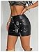 MakeMeChic Women's PU Leather Buckle Mini Skirt Drop Waisted Summer Y2K Zipper Club Bodycon Skirts Black Medium