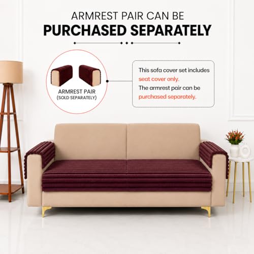 Image of Homerz Premium Rabbit Fur Sofa Cover with Anti-Skid Backing, Soft Plush Fabric Sofa Protector for Living Room Furniture (Pink, 2 Seater, Only Seat Cover)